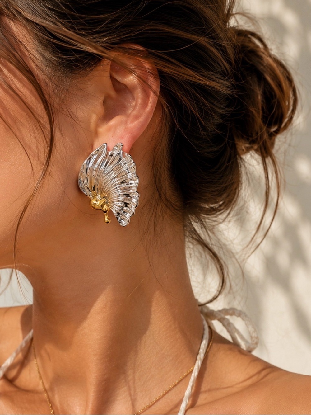 Abstract Gold & Silver Shell Earrings | Modern Art Jewelry